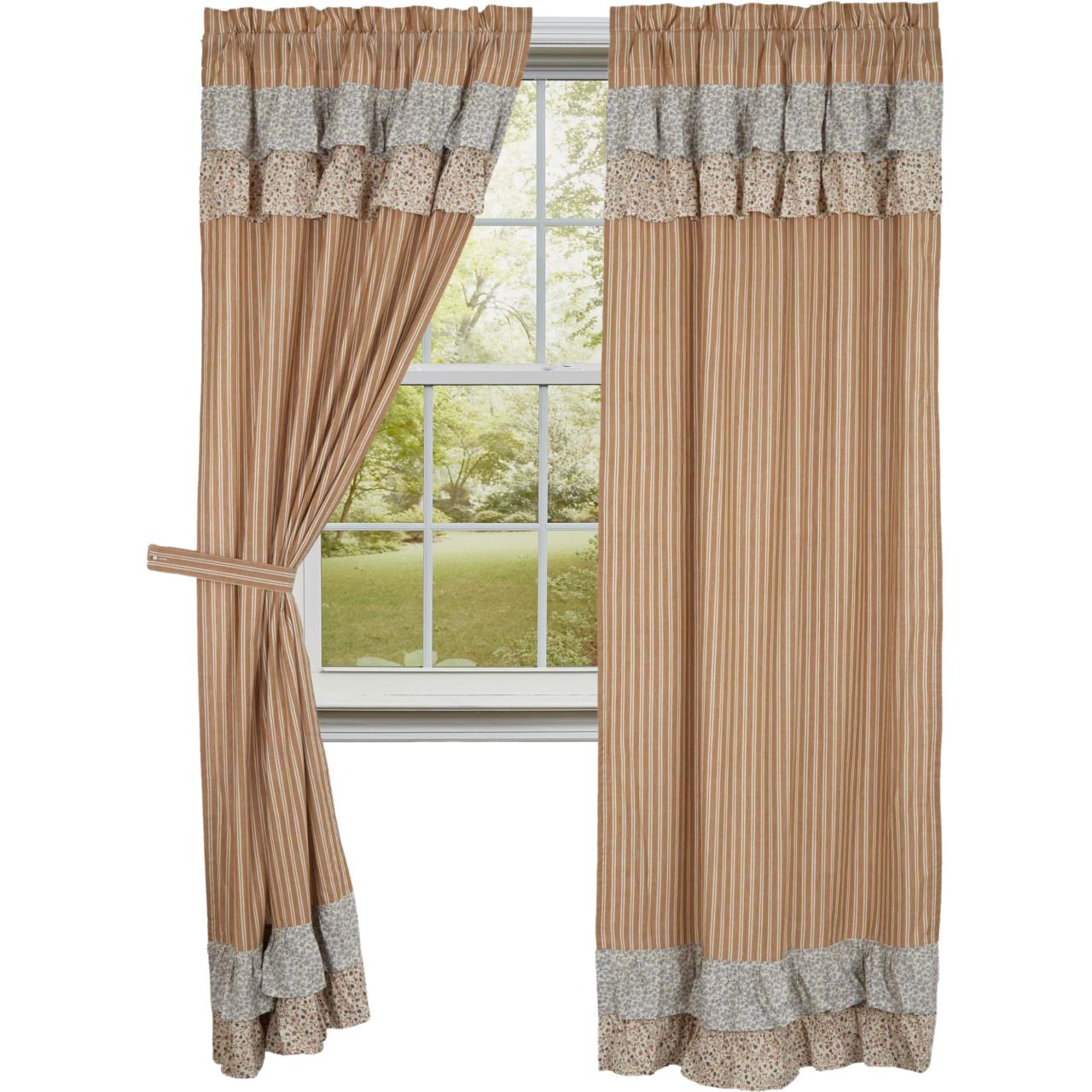 Kaila Ticking Gold Ruffled Panels - Thumbnail 3