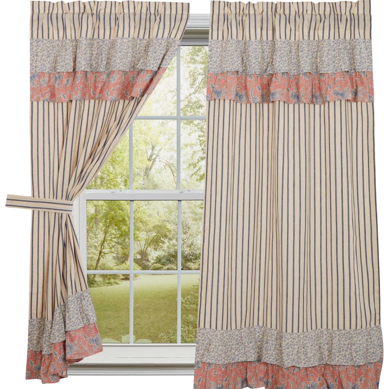 Kaila Ticking Blue Ruffled Panels