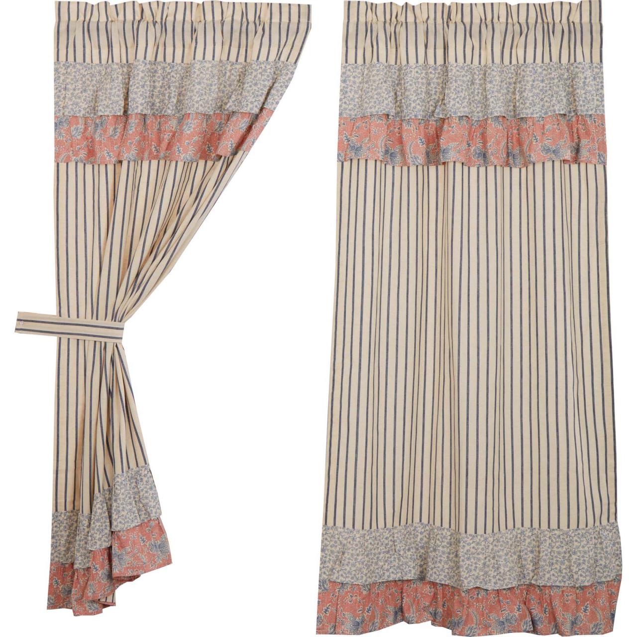 Kaila Ticking Blue Ruffled Panels - Thumbnail 3