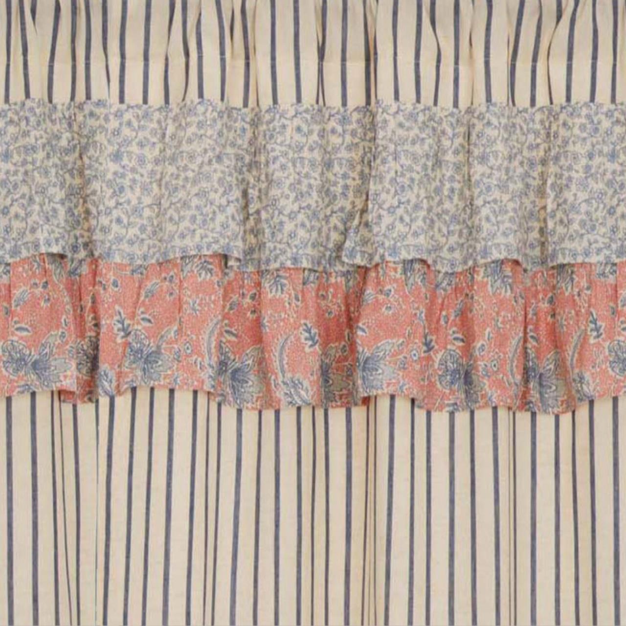 Kaila Ticking Blue Ruffled Panels - Thumbnail 4