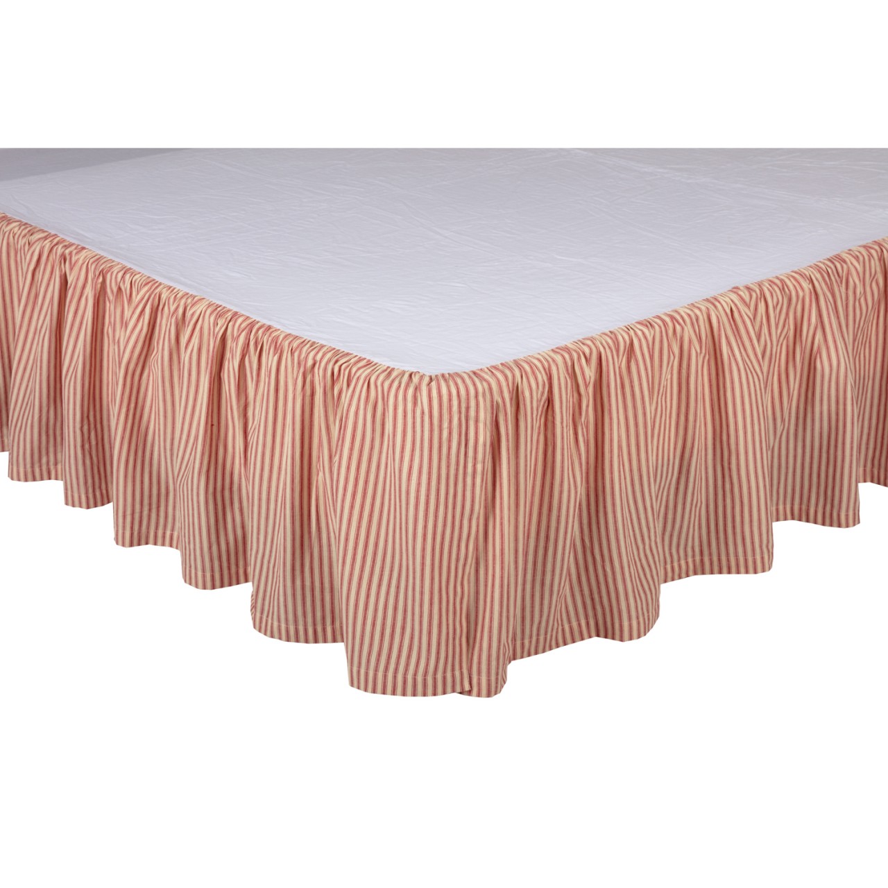 Sawyer Mill Red Ticking Stripe Bed Skirt - Country Village Shoppe