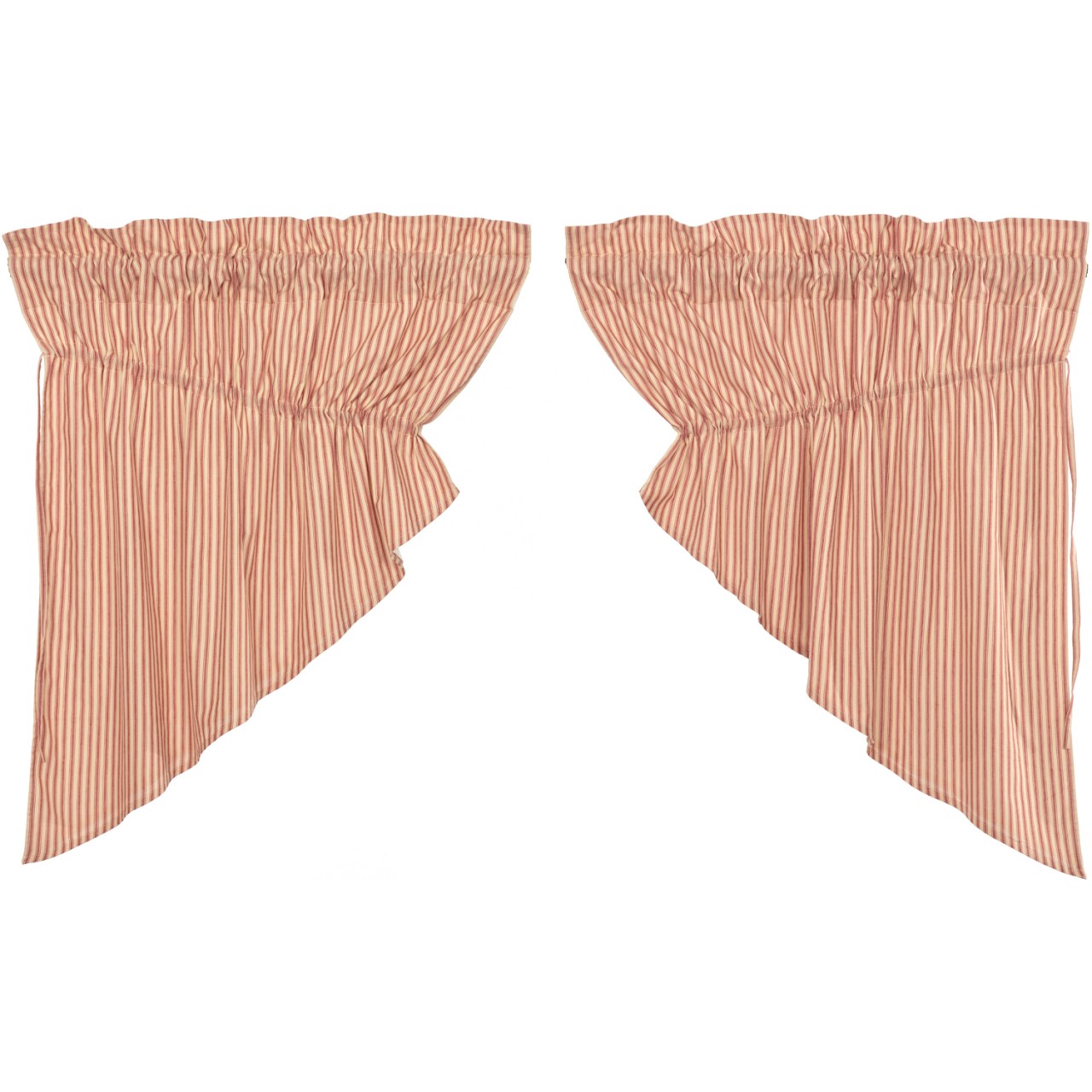 Sawyer Mill Red Ticking Stripe Prairie Gathered Curtains - Thumbnail 2