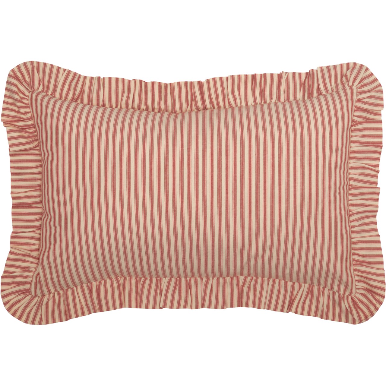 Sawyer Mill Red Ticking Stripe Pillow Sham - Euro Fabric - Thumbnail 4