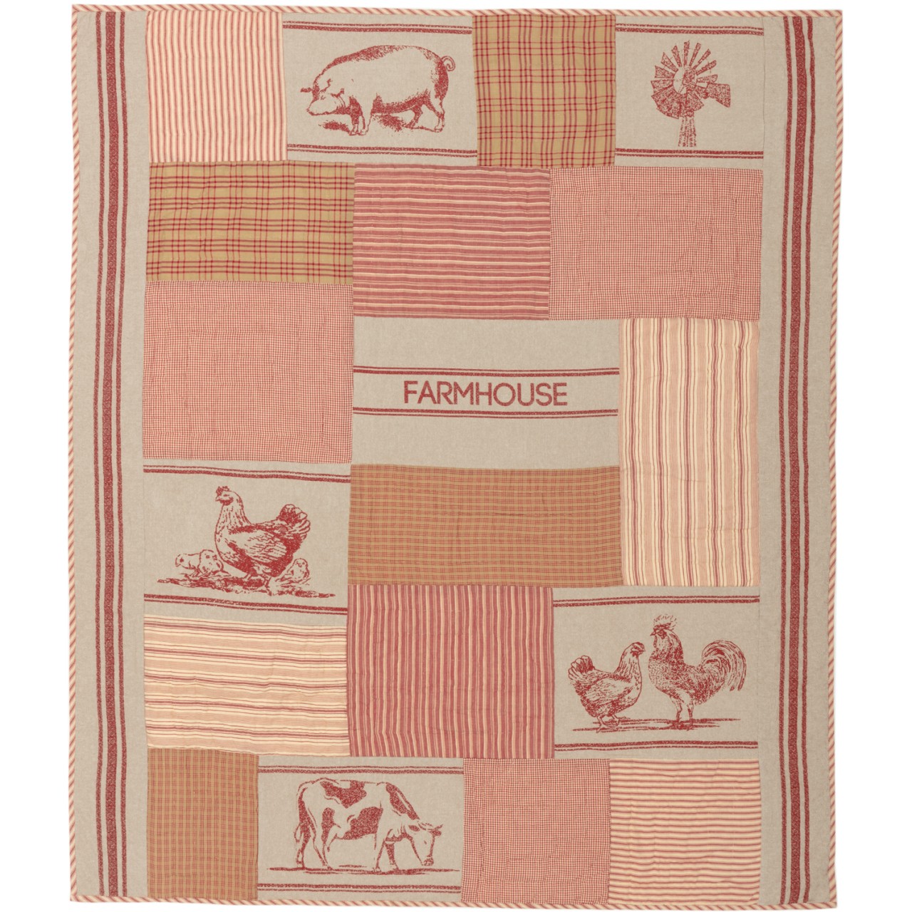 Sawyer Mill Red Quilted Throw - Farm