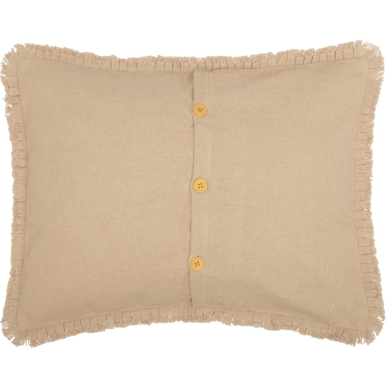 Burlap Vintage Fringed Ruffle Pillow Sham - Thumbnail 3