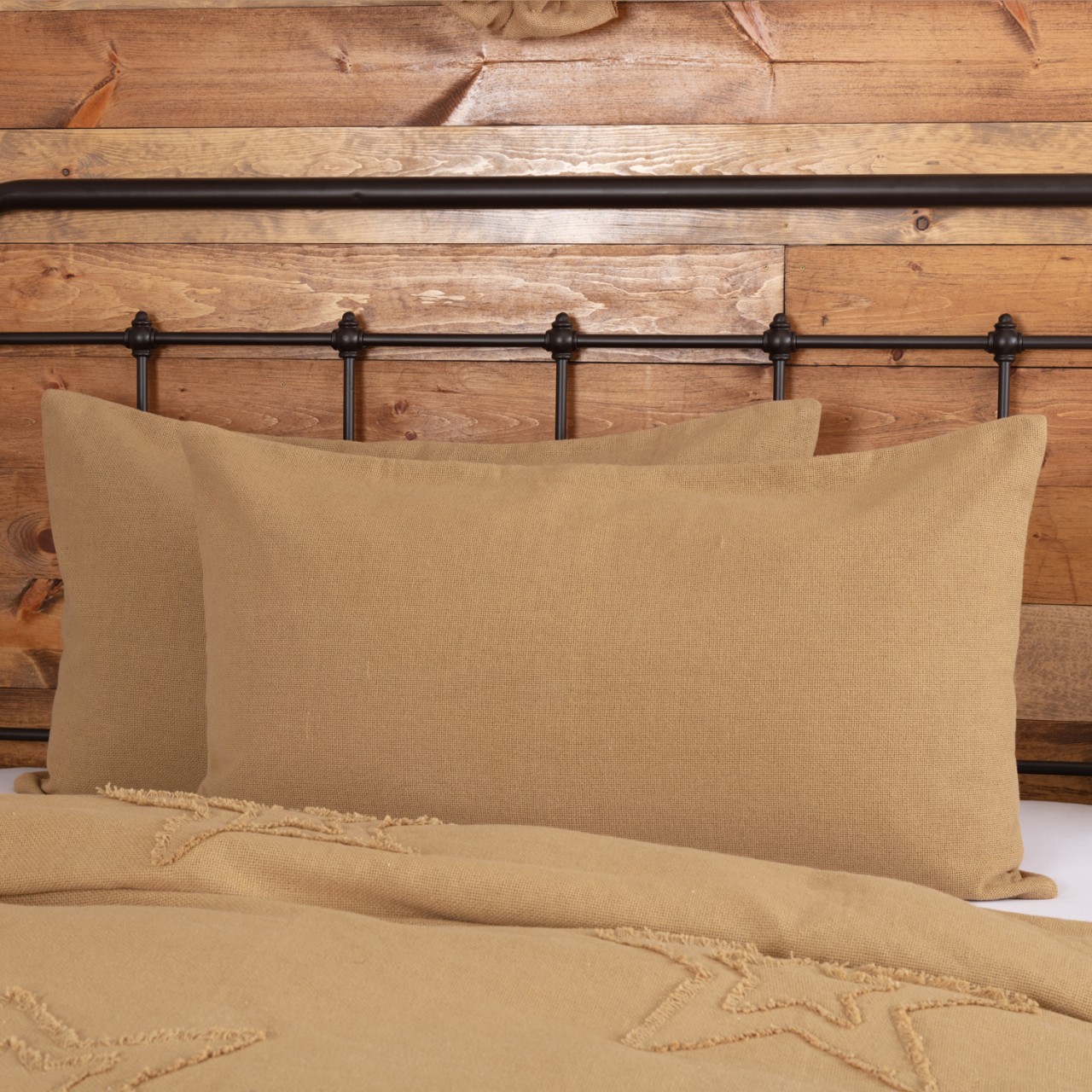 Burlap Natural Fringed Ruffle Pillow Sham - Standard - Thumbnail 4