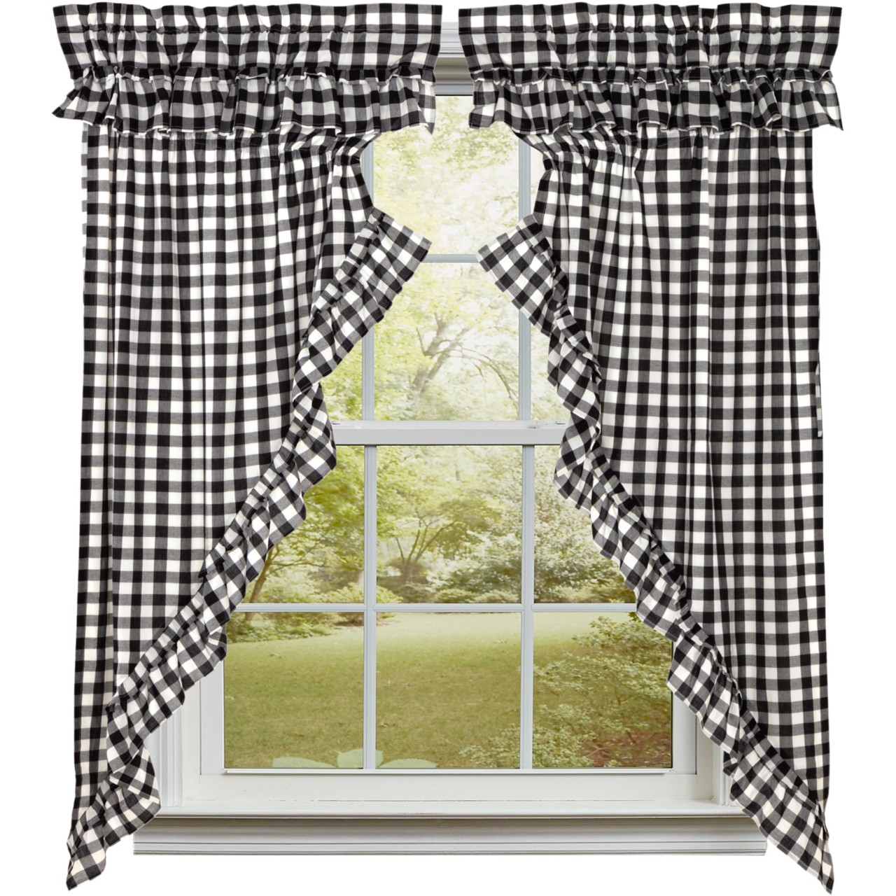 Annie Buffalo Check Black Prairie Gathered Curtains