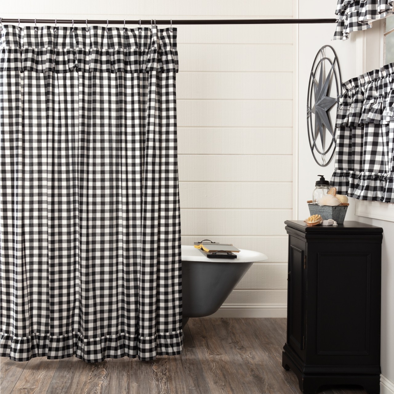 Annie Buffalo Check Black Shower Curtain - Thumbnail 2