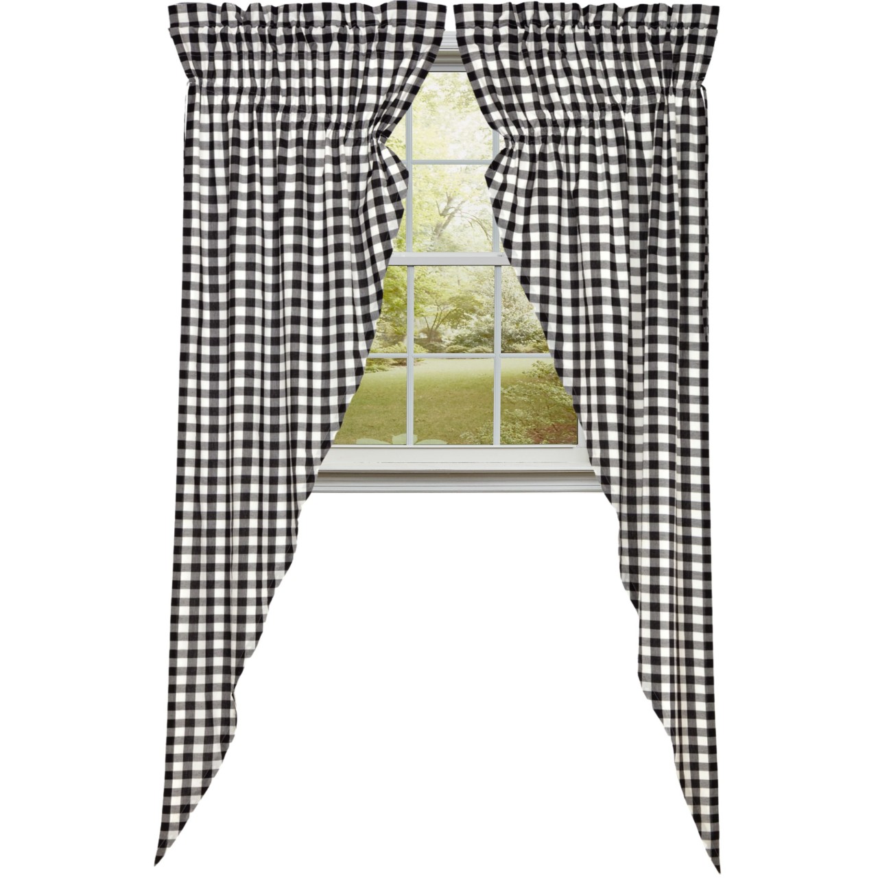 Annie Buffalo Check Black Prairie Gathered Curtains - Thumbnail 2