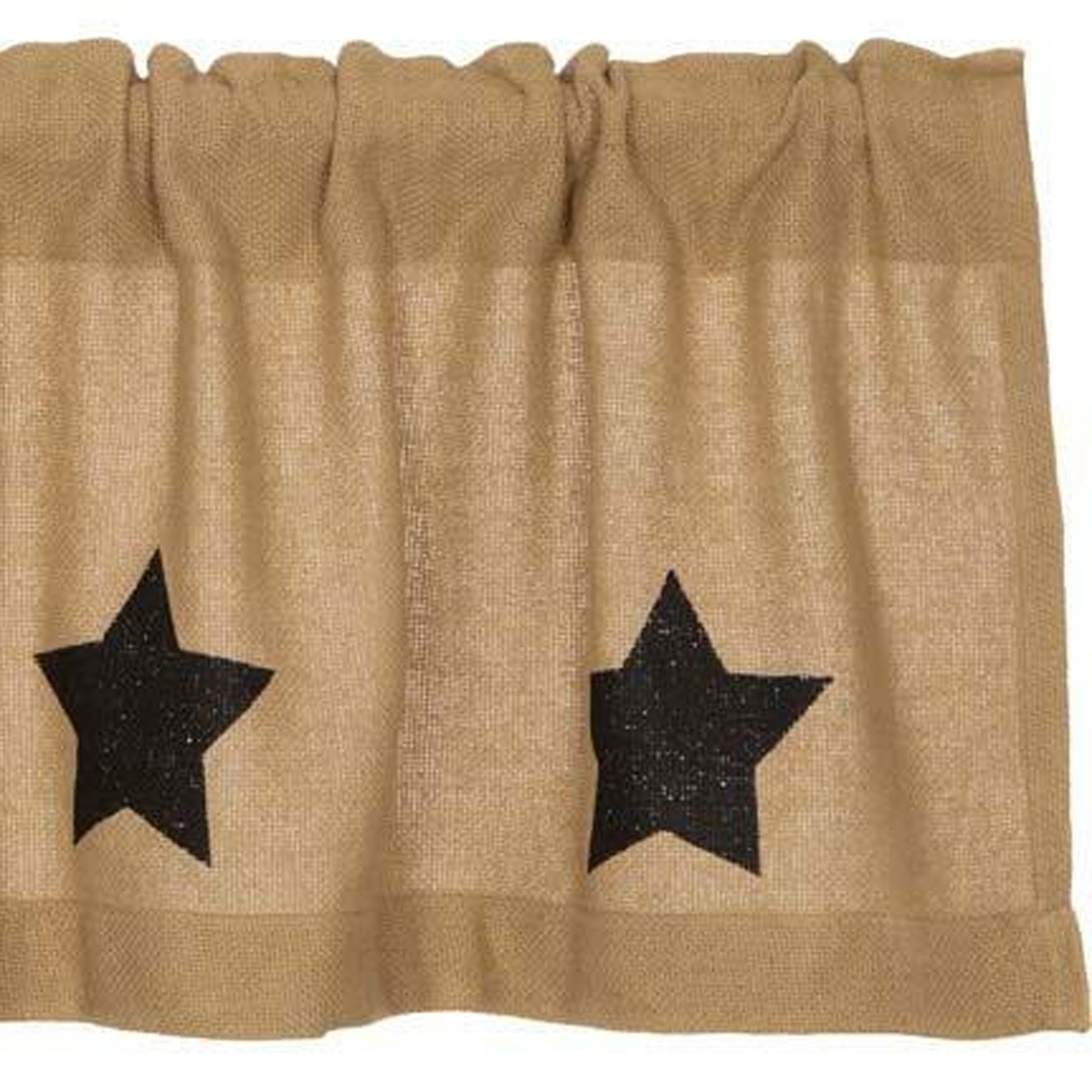 Burlap Natural Black Stars Valance - Thumbnail 3