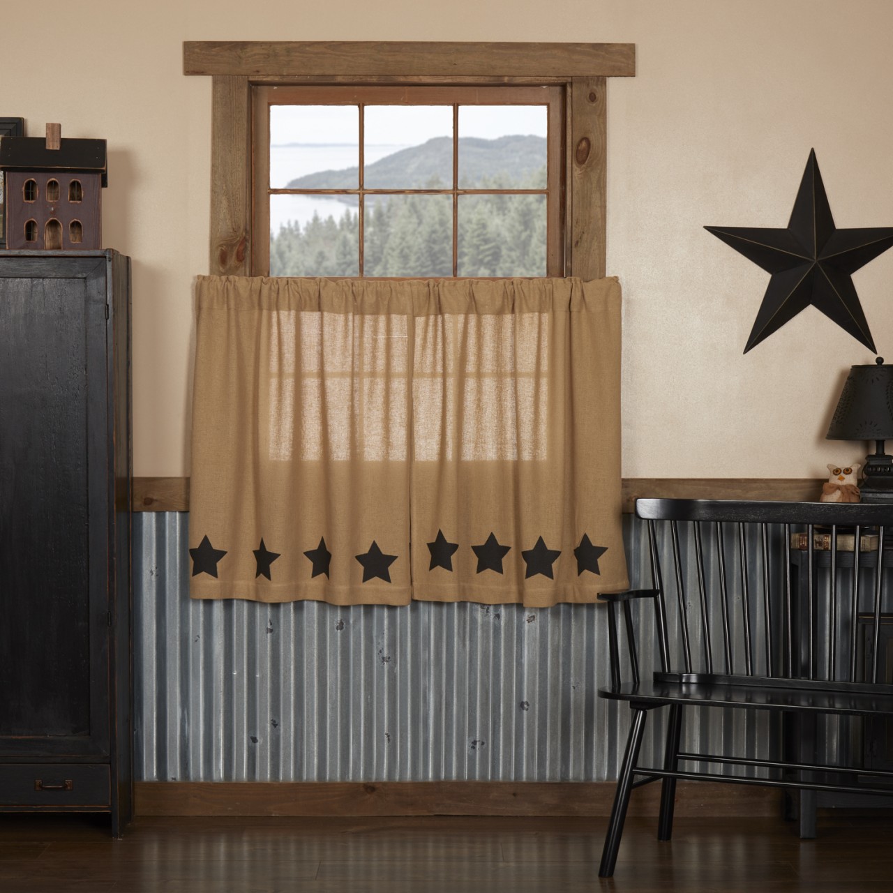 Burlap Natural Black Stars Tiers - Thumbnail 2