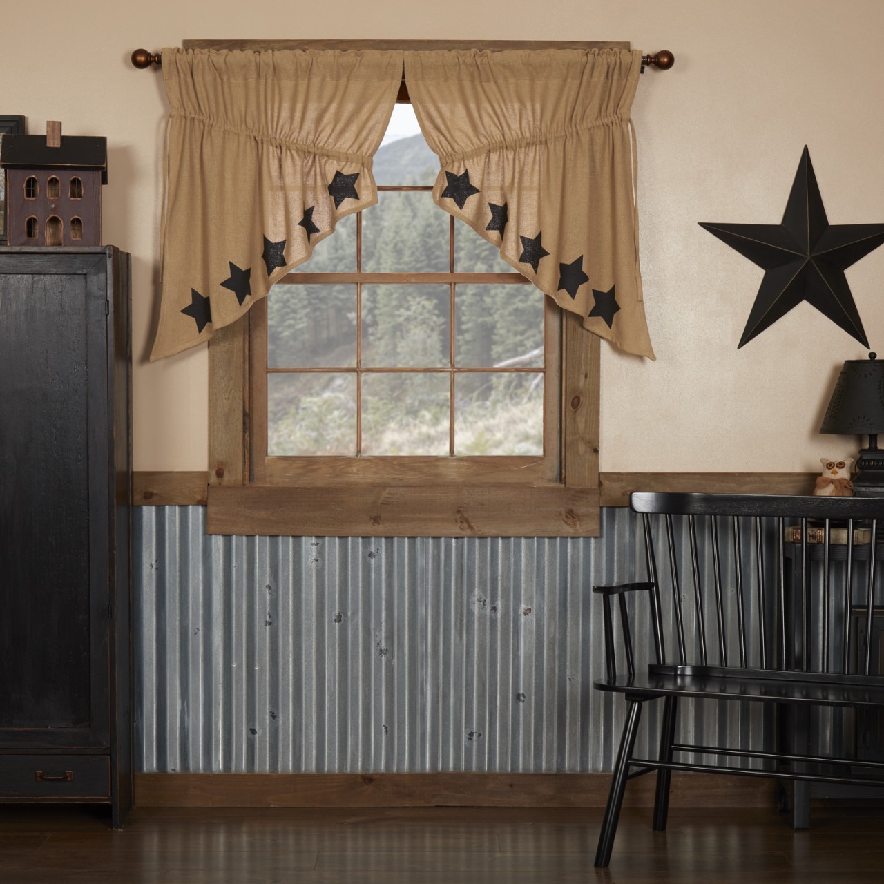 VHC Burlap Prairie Gathered Curtains - Thumbnail 5