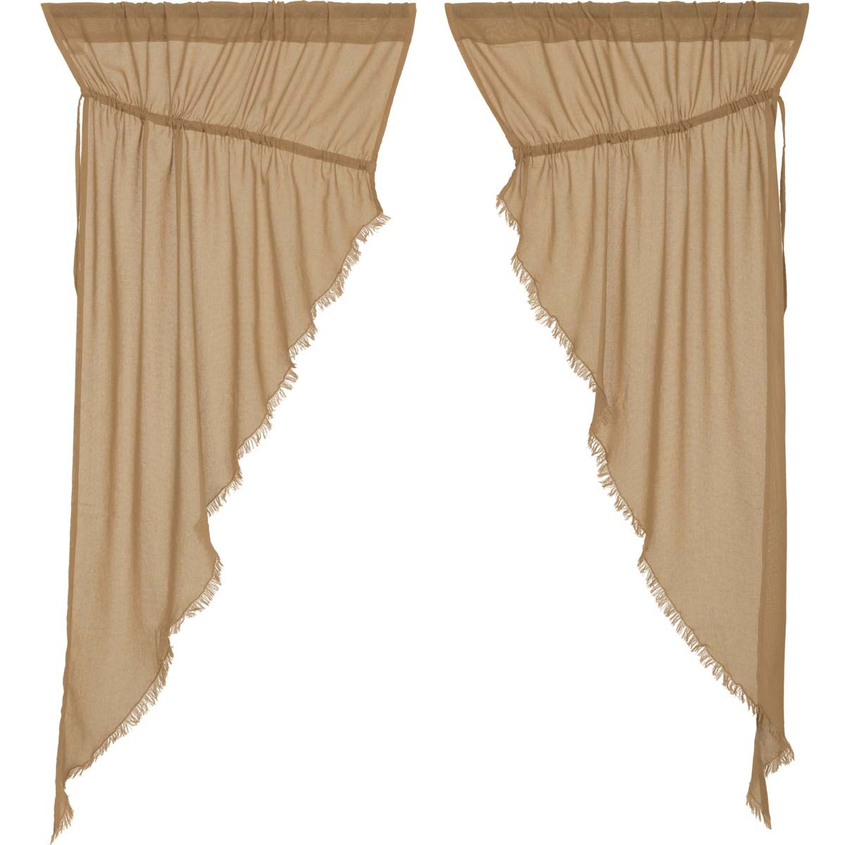 tobacco colored curtains Tobacco Cloth Fringed Prairie Curtain Set
