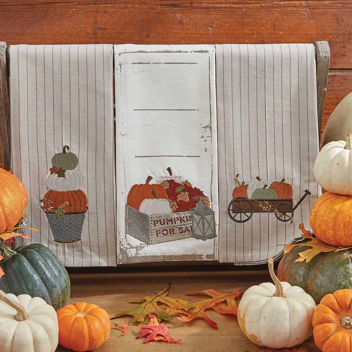 Pumpkin Cart Embroidered Dishtowels - Thumbnail 2