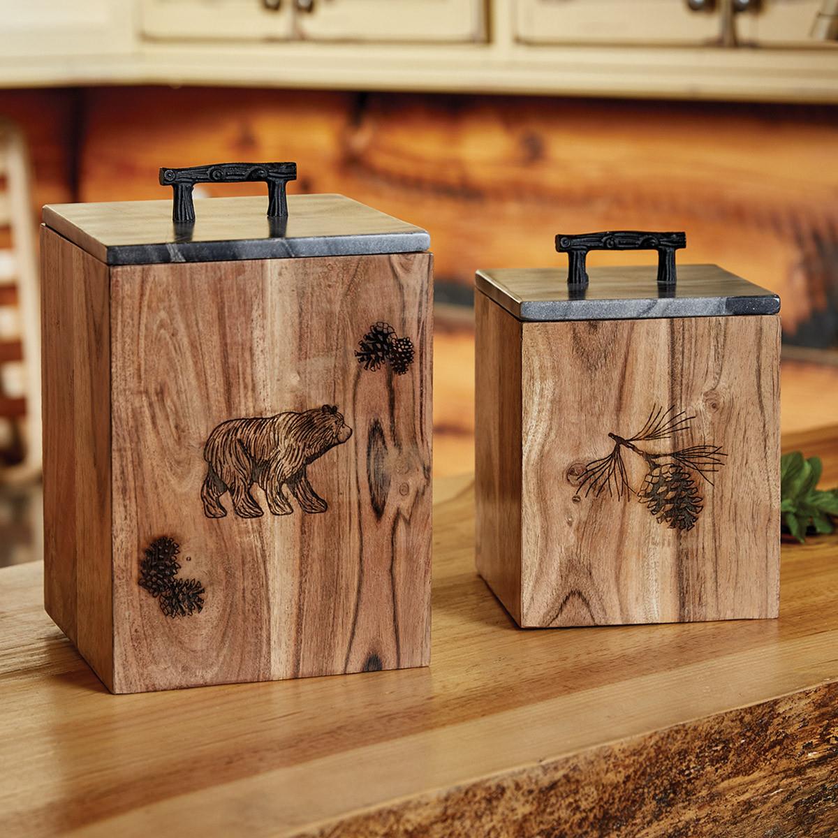 Rustic Wood Canister - Large - Thumbnail 3