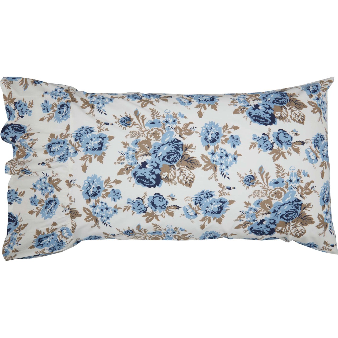 Annie Blue Floral Ruffled Standard Pillowcases Set of 2