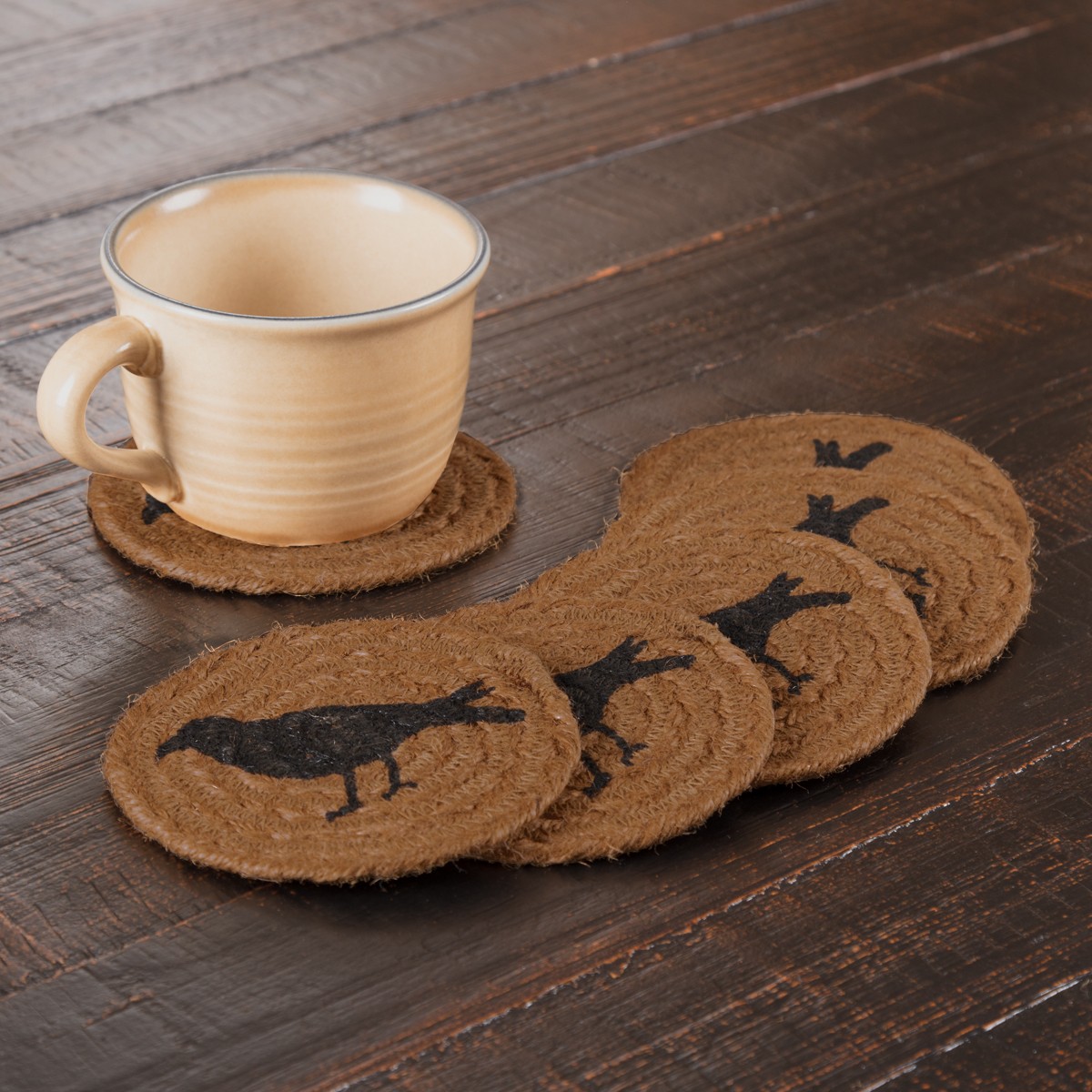Heritage Farms Crow Jute Coasters - Thumbnail 2