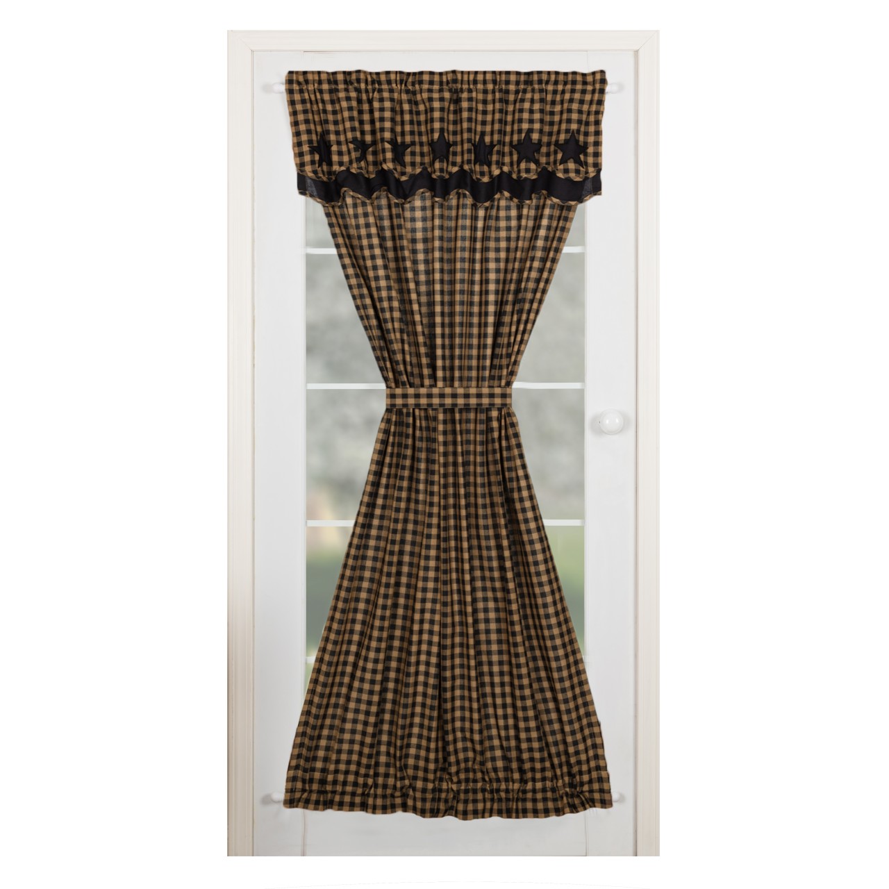 Black Star Door Panel With Valance - 40x72 - Country Village Shoppe