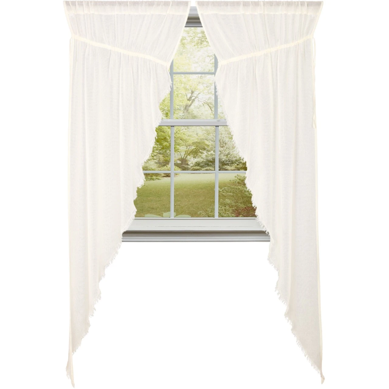 tobacco cloth prairie curtains Tobacco Cloth Antique White Prairie Gathered Curtains - 72x84