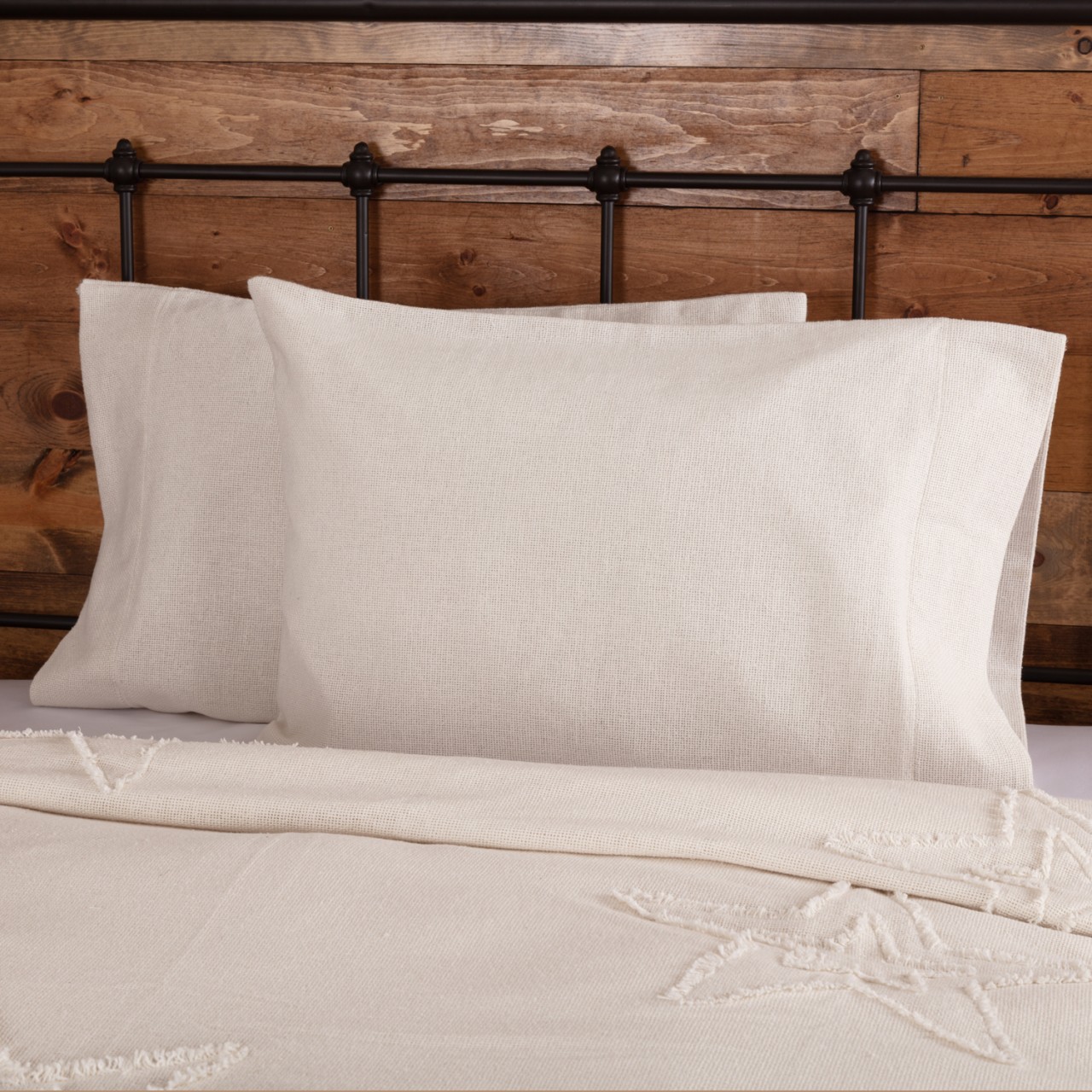 Burlap Antique White Pillowcases - Standard Set of 2 - Thumbnail 2