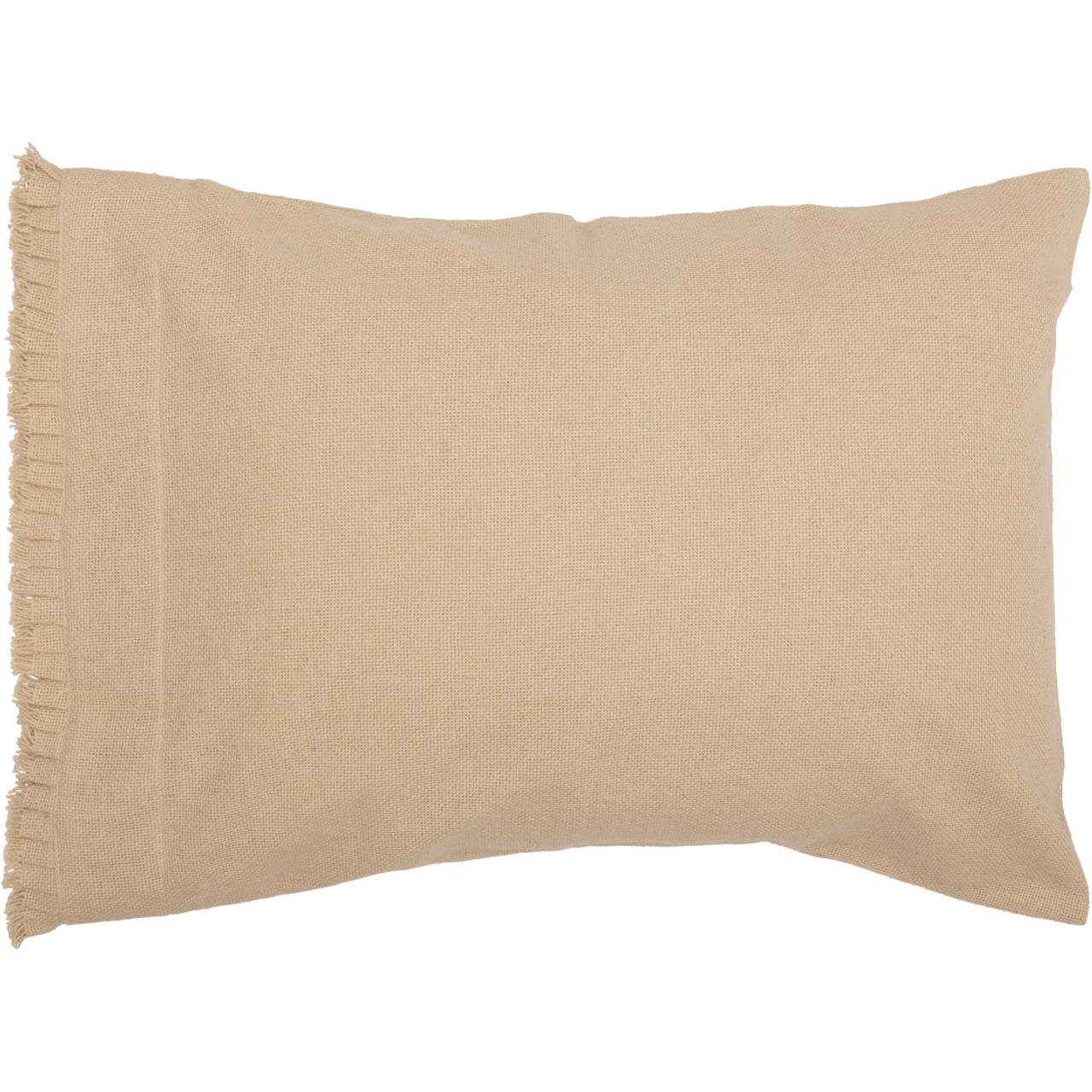 Burlap Vintage Fringed Ruffle Pillowcases - Standard Set of 2