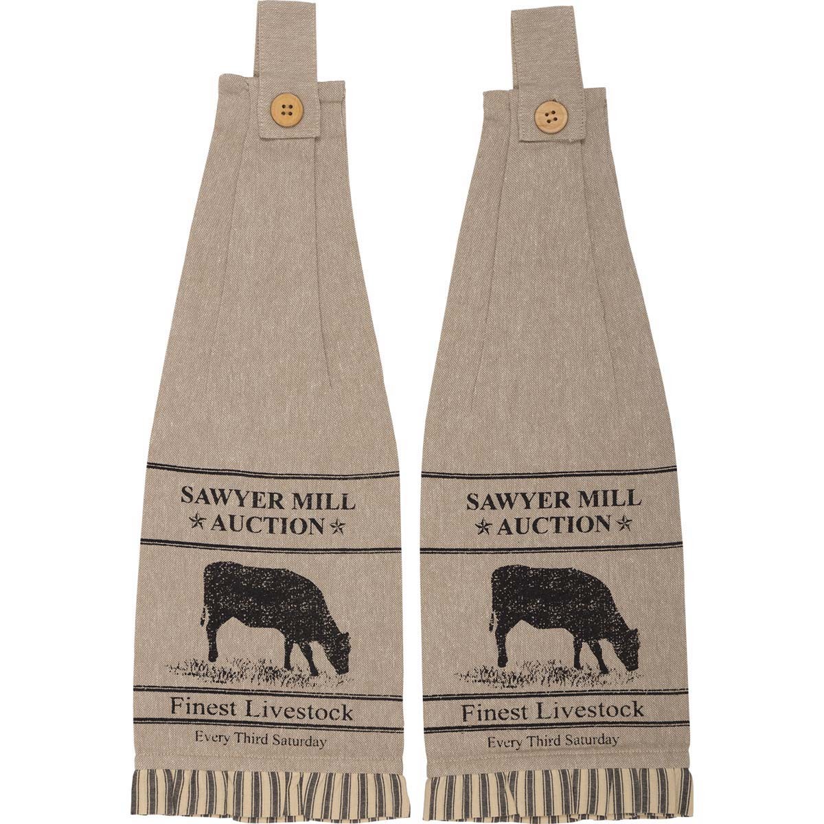 Sawyer Mill Charcoal Cow Tea Towels