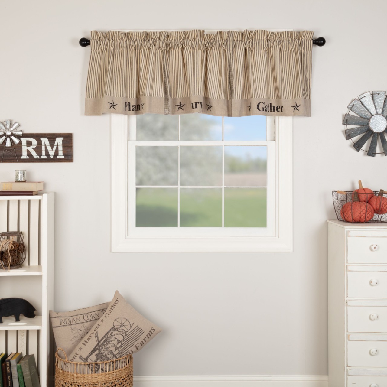 Sawyer Mill Charcoal Gather Valance - Thumbnail 3