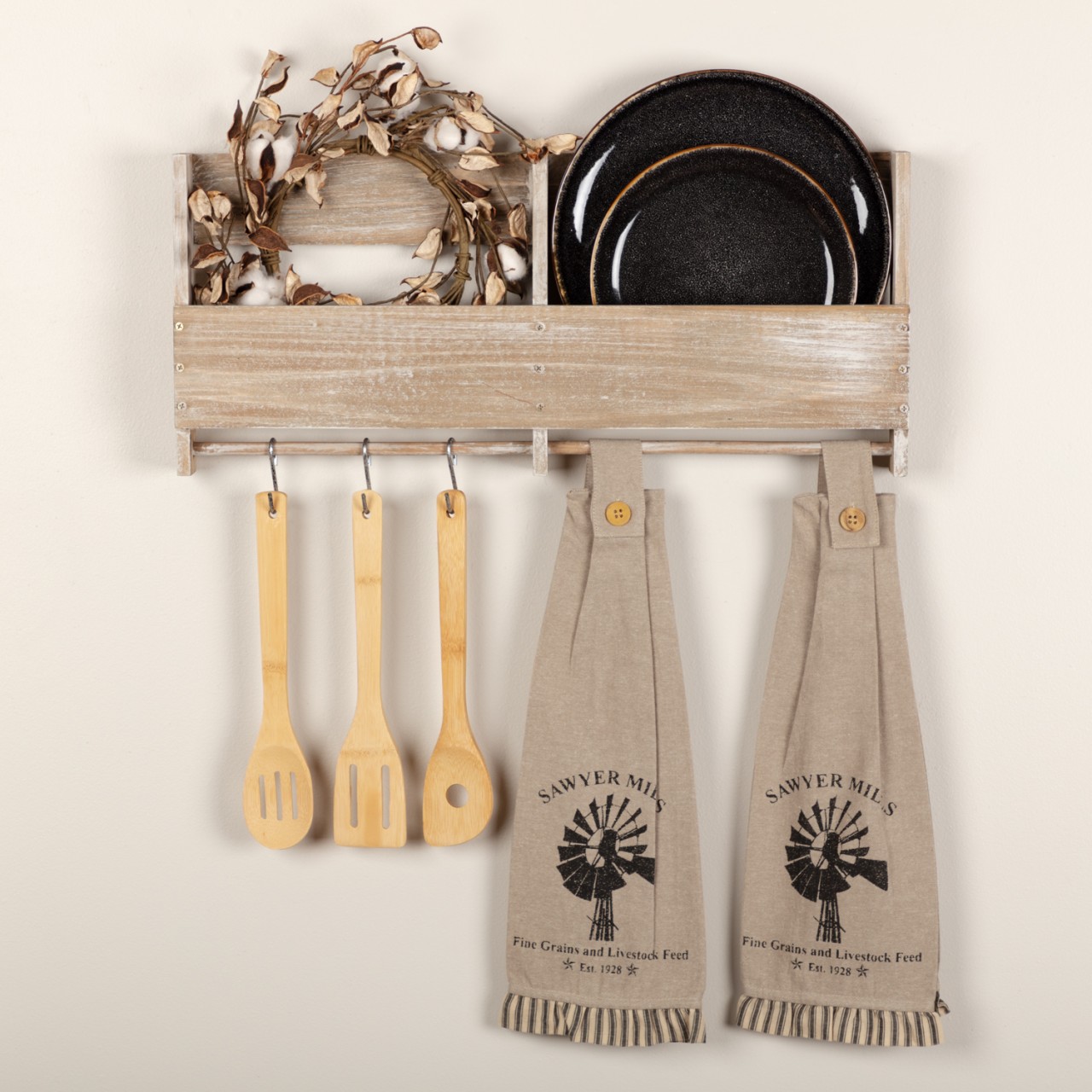 Sawyer Mill Charcoal Windmill Tab Towels - Thumbnail 2