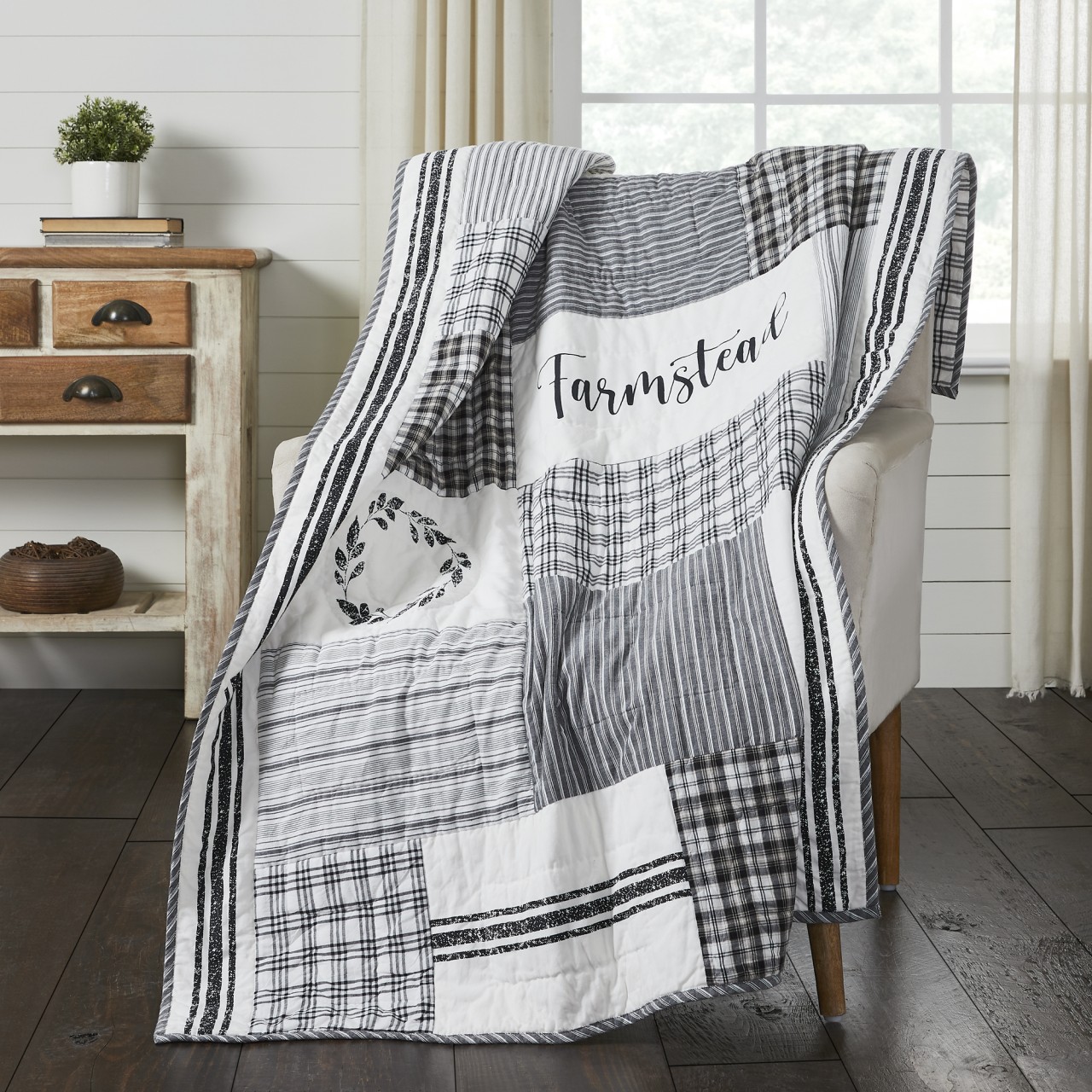 VHC Sawyer Mill Stenciled Patchwork Throw