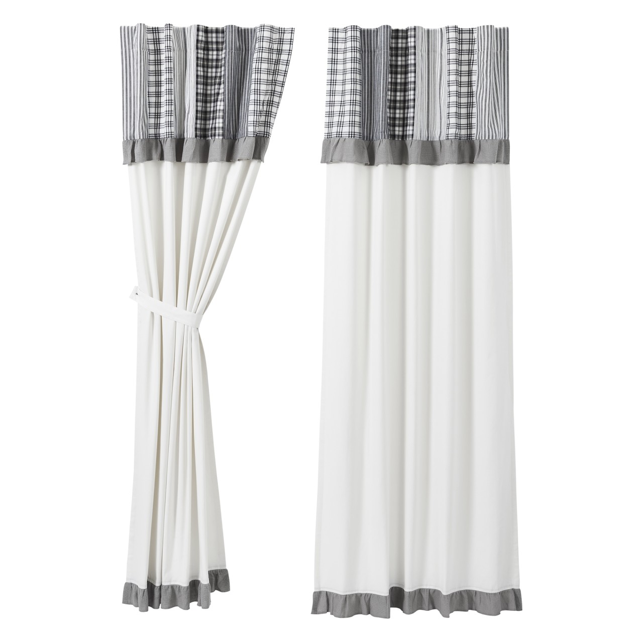 Sawyer Mill Black Panels with Attached Patchwork Valance - Thumbnail 2