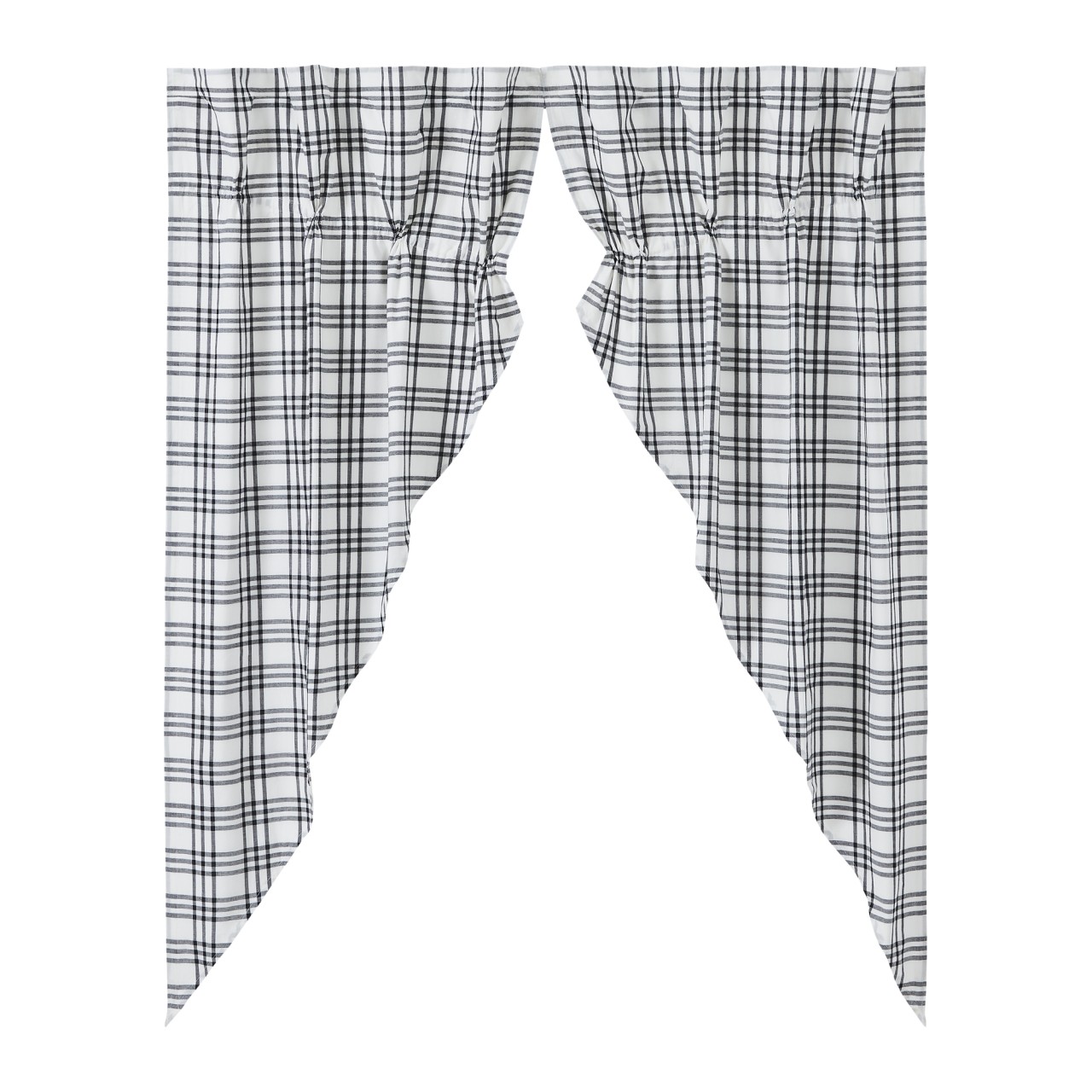 Sawyer Mill Black Plaid Prairie Gathered Curtains - Thumbnail 3