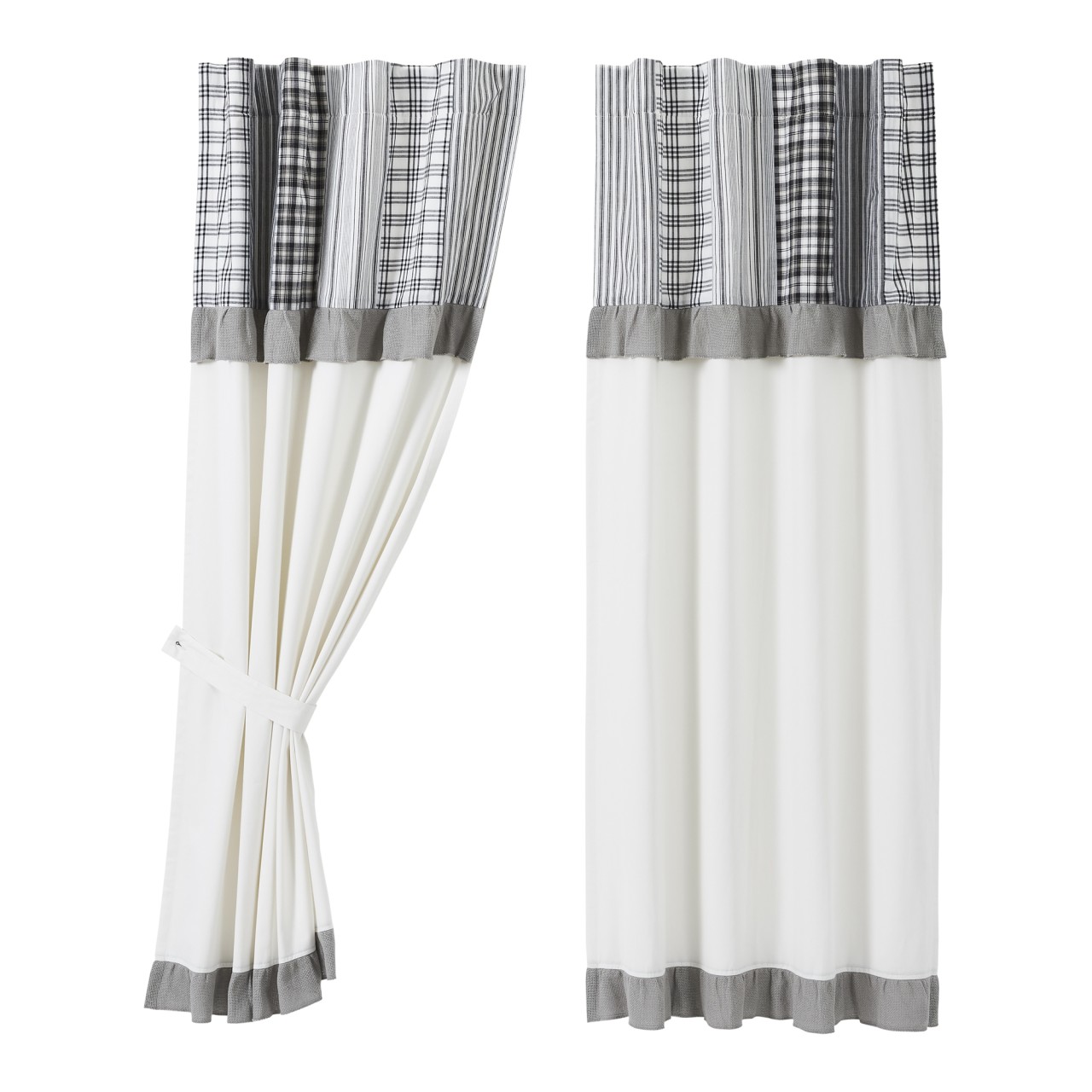 Sawyer Mill Black Panels with Attached Patchwork Valance