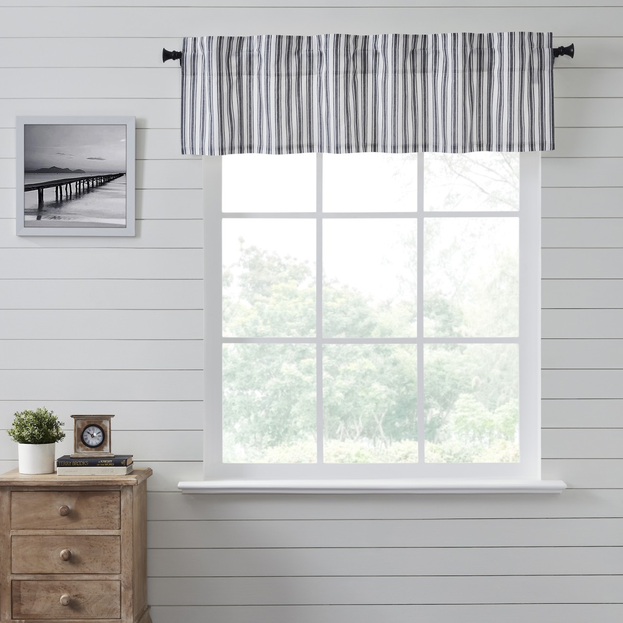 Sawyer Mill Black Ticking Stripe Valance