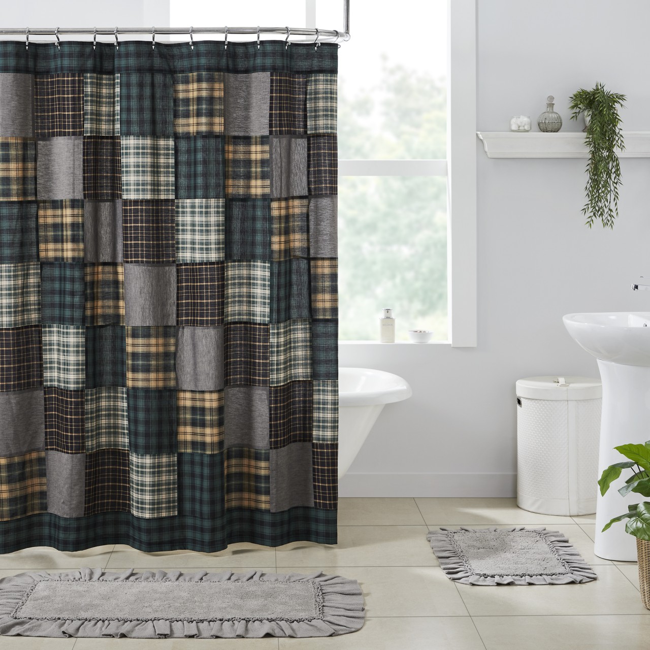 Pine Grove Patchwork Shower Curtain - Thumbnail 2