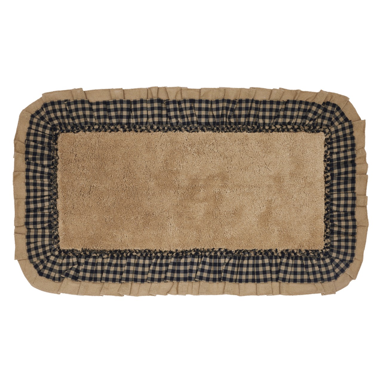 Burlap Natural With Black Check Bath Mat