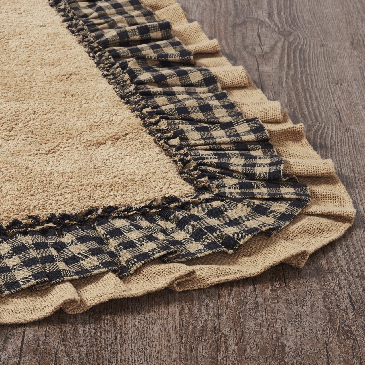 Burlap Natural With Black Check Bath Mat - Thumbnail 3