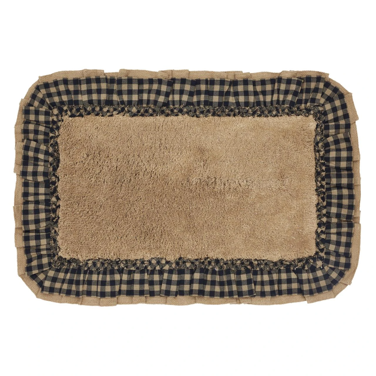 Burlap Natural With Black Check Bath Mat - 30x20 - Country Village 