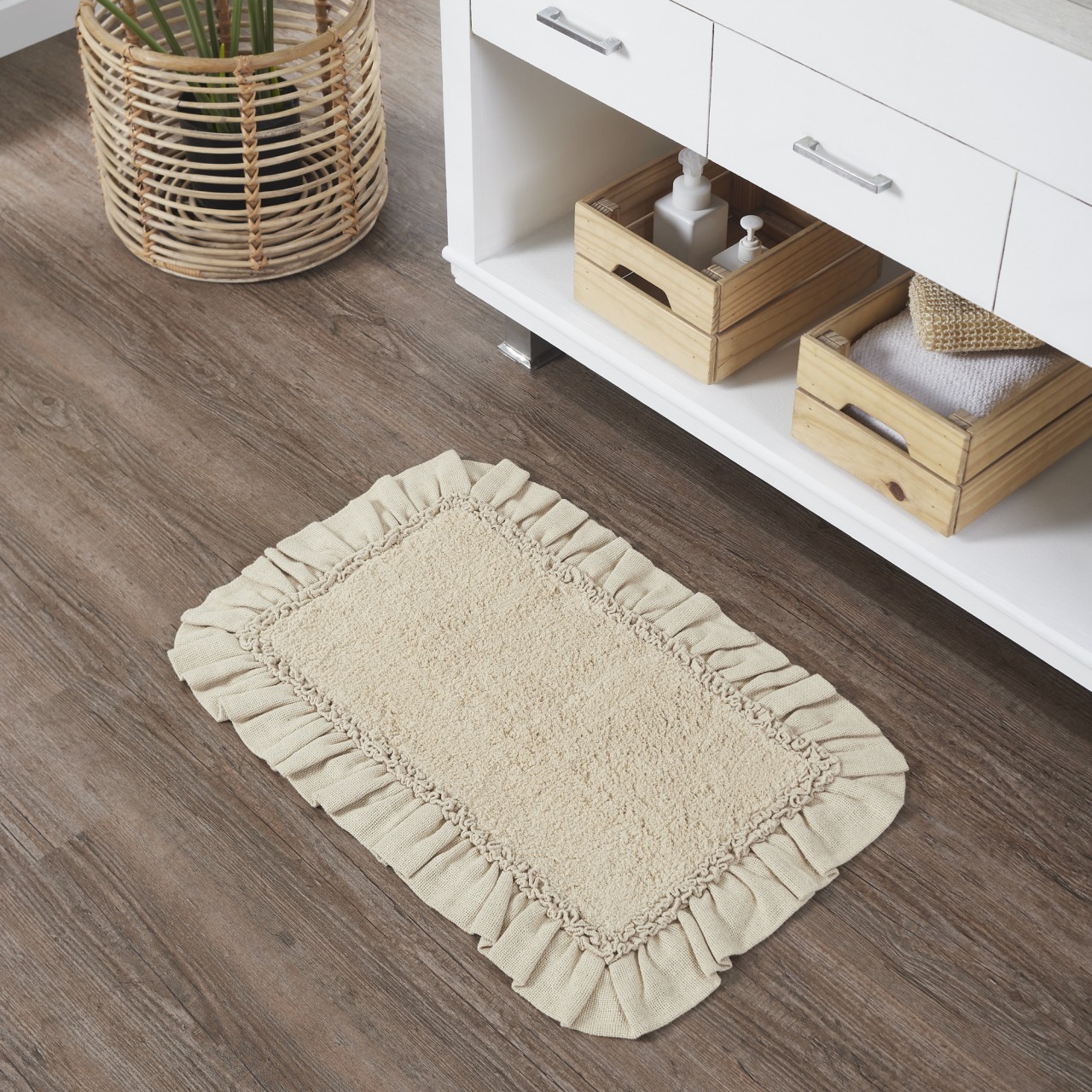 Burlap Vintage Bath Mat - Thumbnail 2