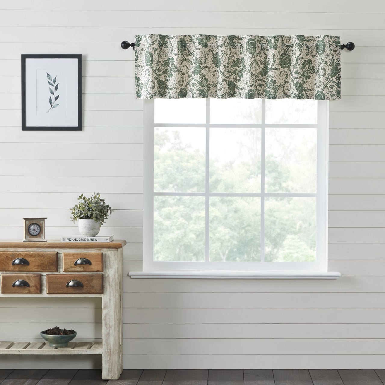Dorset Green Floral Valance