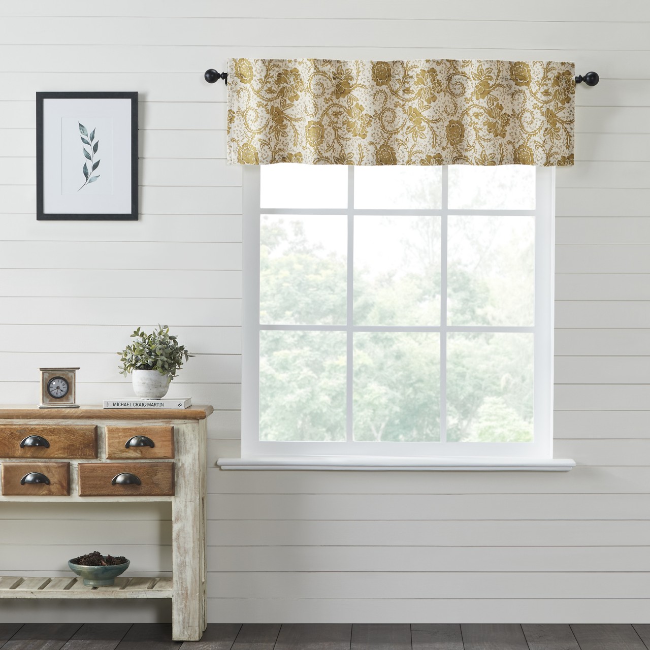 Dorset Gold Floral Valance - 60x16 - Thumbnail 3