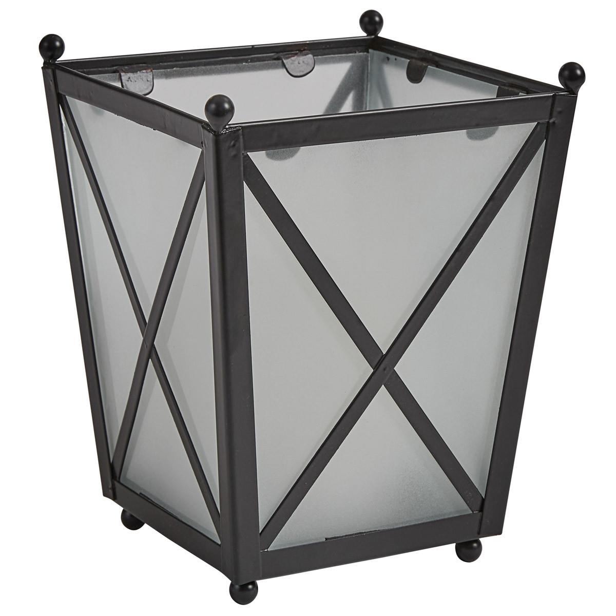 Iron 4 Sided Pillar Holder With Glass