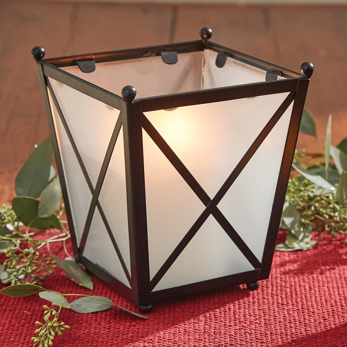 Iron 4 Sided Pillar Holder With Glass - Thumbnail 2