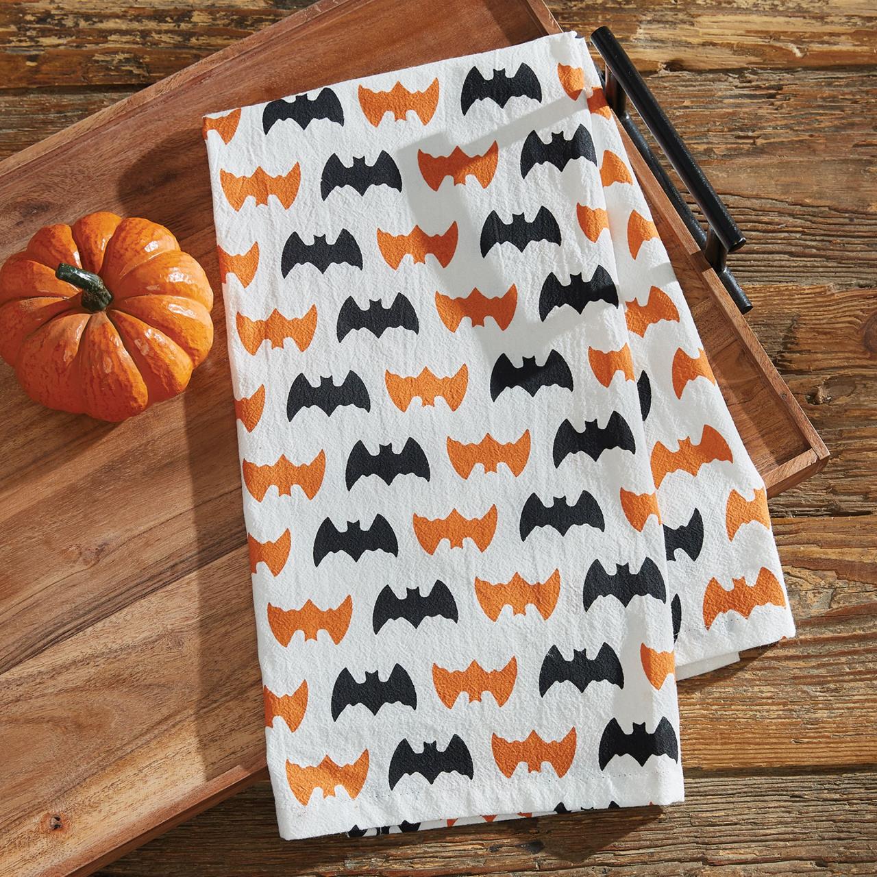 Bats Flour Sack Printed Dishtowels - Thumbnail 2
