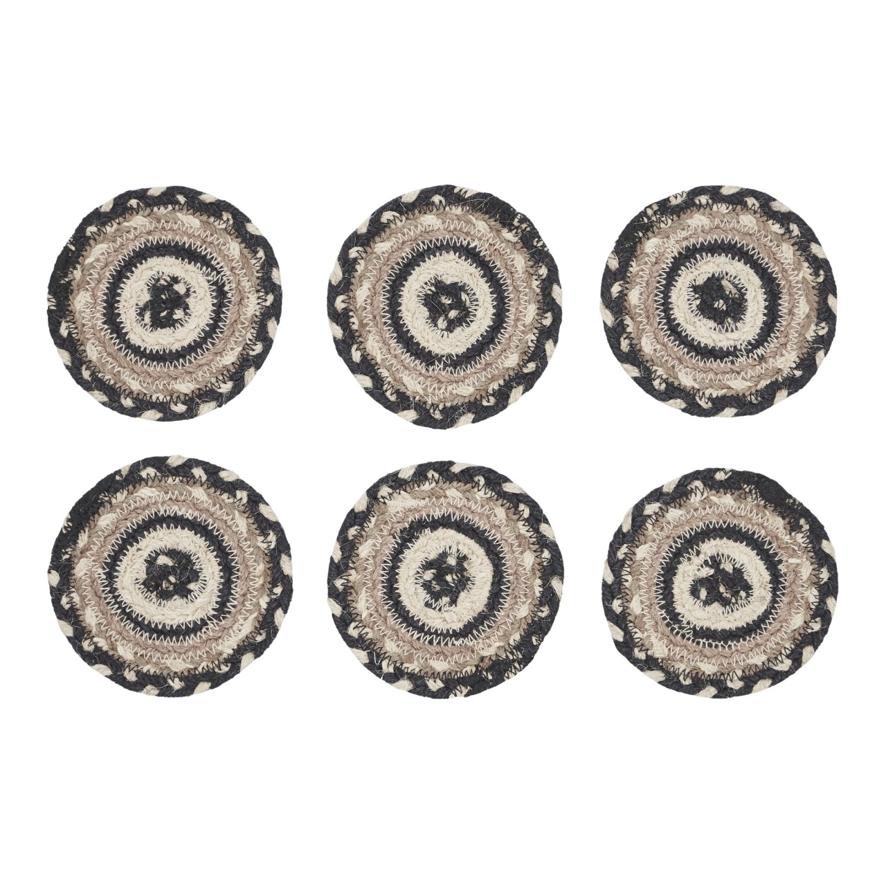Sawyer Mill Charcoal Creme Jute Coasters