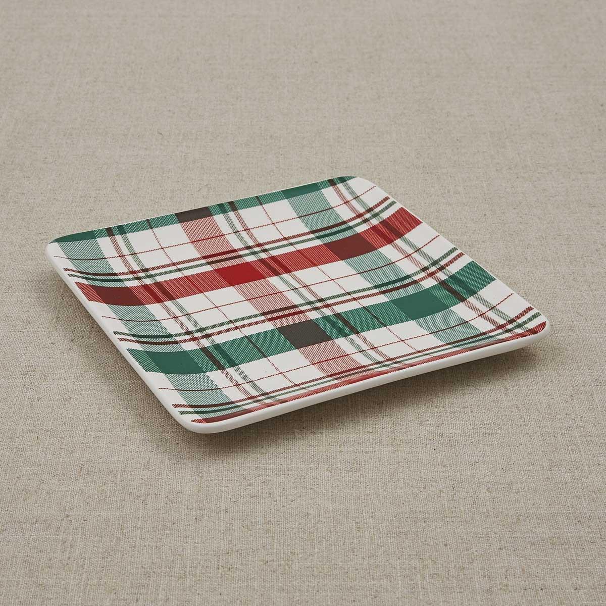 Winter Botanic Plaid Ceramics Plates