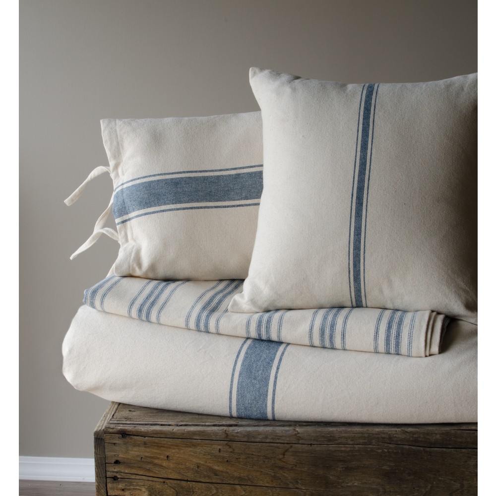 Grain Sack Stripe Colonial Blue Pillow Cover