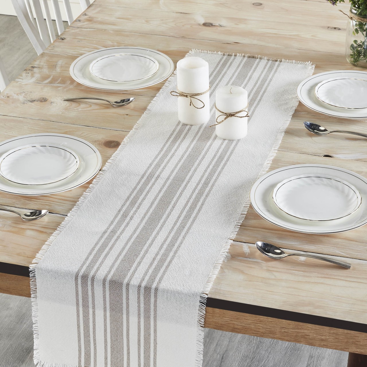 Antique White Stripe Dove Grey Indoor/Outdoor Runner 12x48, image size:1280x1280