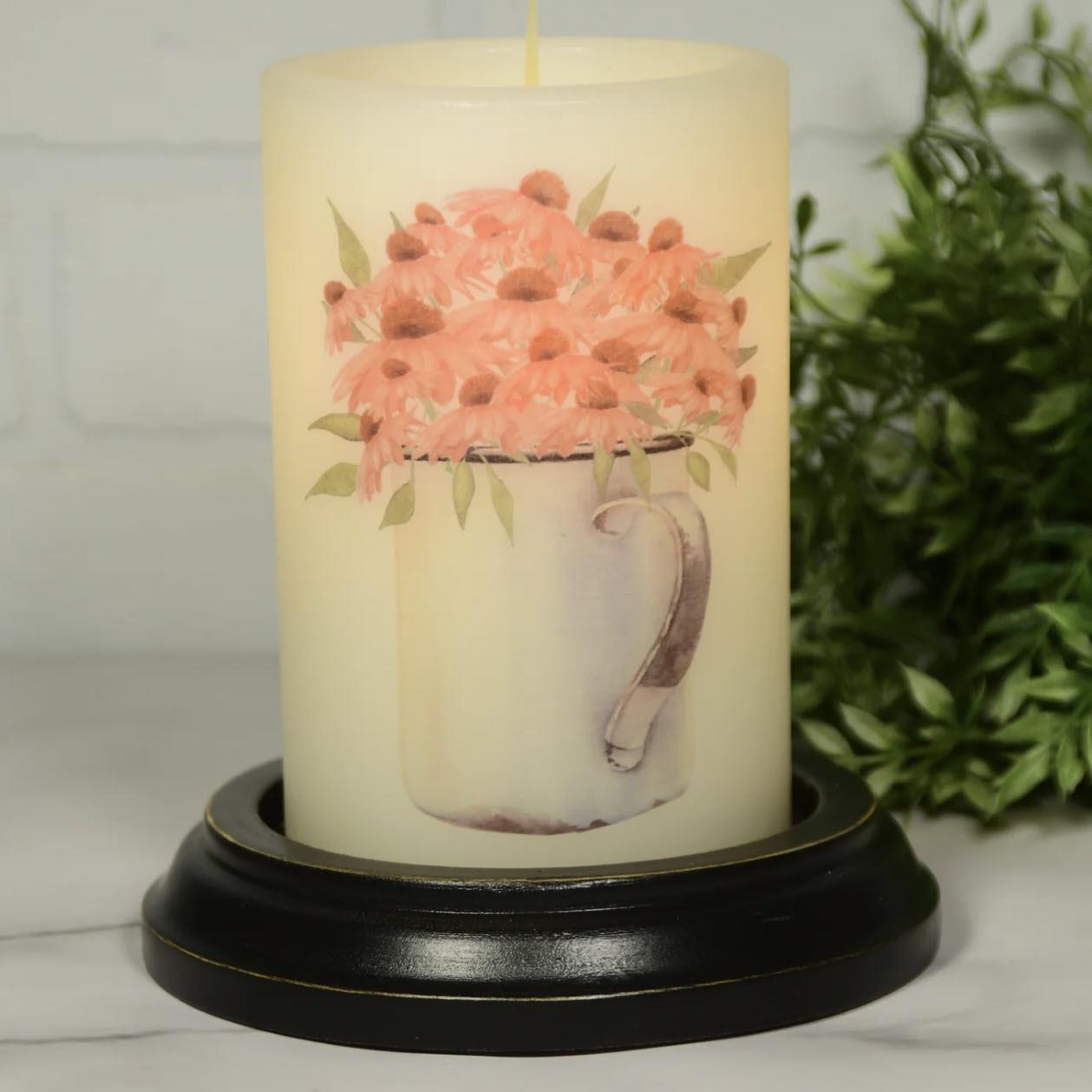Candle Sleeve - Rusty Cup Cone Flowers Vanilla