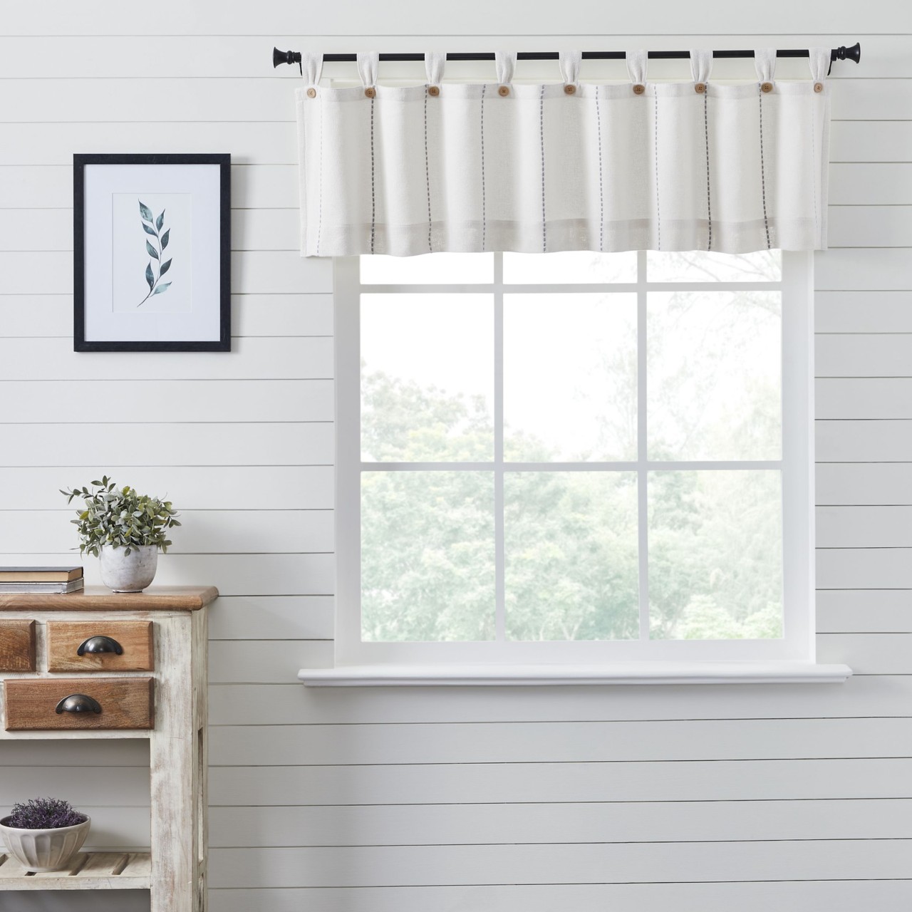 Stitched Burlap White Valance - Thumbnail 4