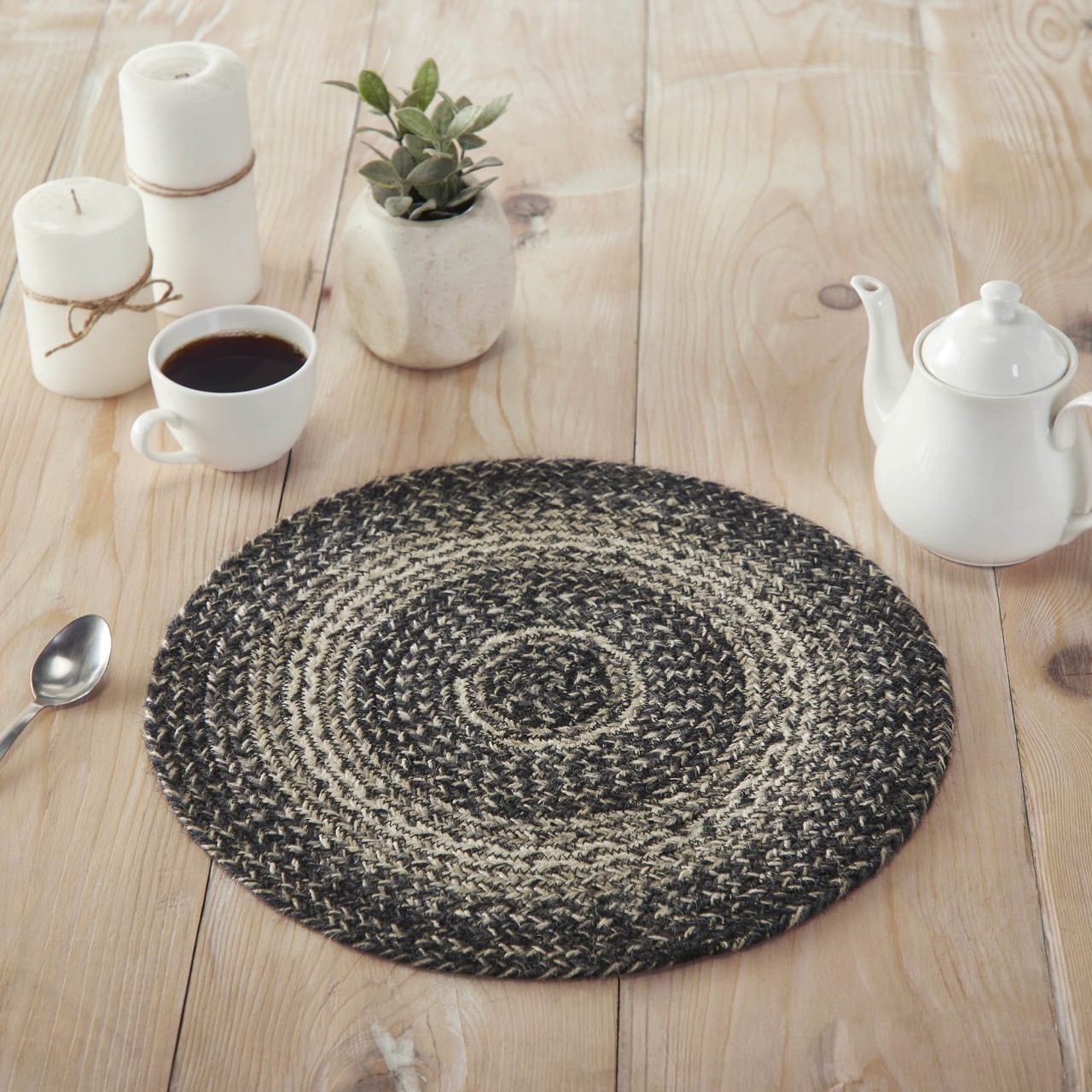 Sawyer Mill Black & White Jute Trivet - Thumbnail 5